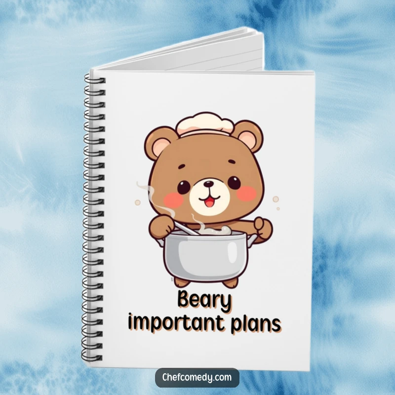 Funny Bear Chef Notebook with a bear chef theme, ideal for jotting down humorous ideas or recipes.
