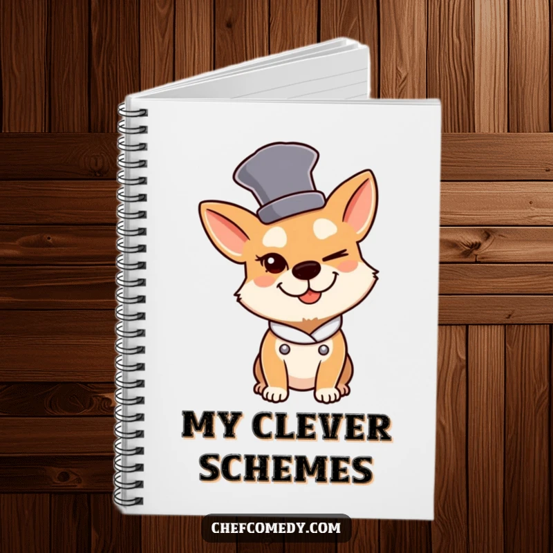 Funny Dog Chef Notebook: A dog chef in a tall hat winks slyly, inspiring recipes and notes.