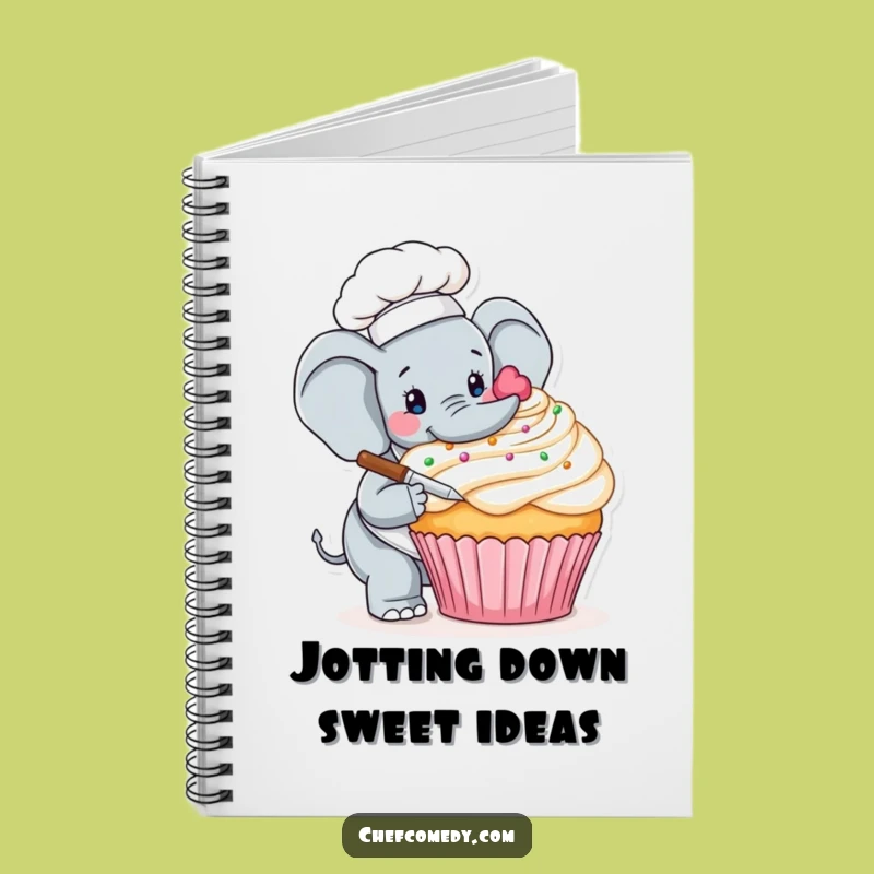 Funny Elephant Chef Cupcake Notebook - Jot Down Sweet Ideas