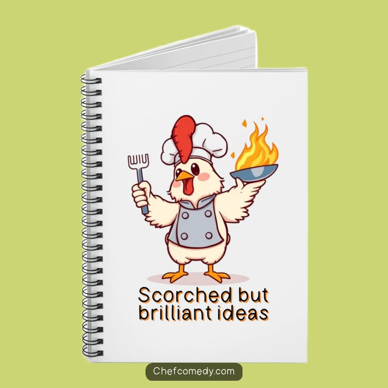 Funny Flaming Chicken Chef Notebook - Jot Down Fiery Ideas