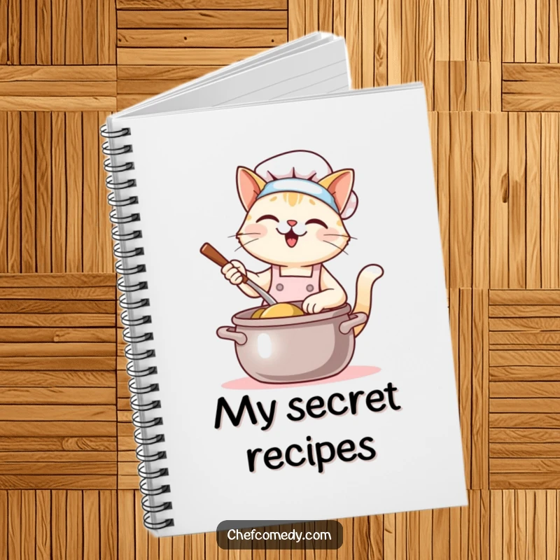 Funny Kawaii Cat Chef Notebook: A cute cat chef happily stirs a giant pot. Ideal for recipes and kitchen notes with feline charm.