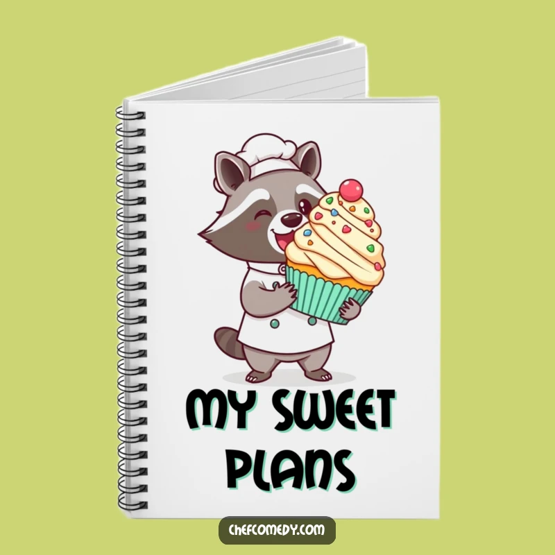 Funny Kawaii Raccoon Chef Notebook: Cupcake Presentation, Recipe Journal