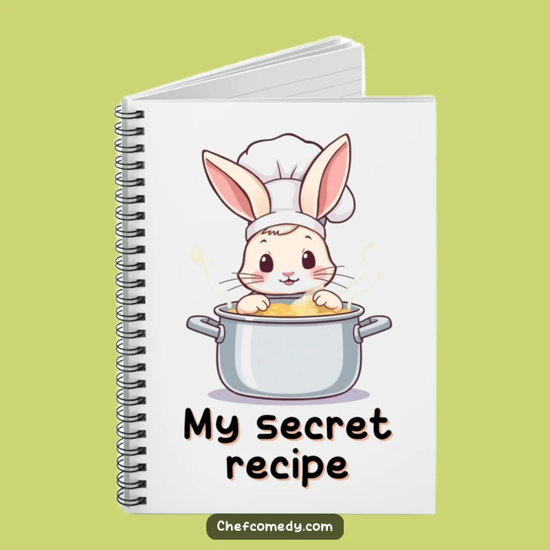 Funny Rabbit Chef Peeking Pot Notebook - Jot Down Recipes with Wonder Gift