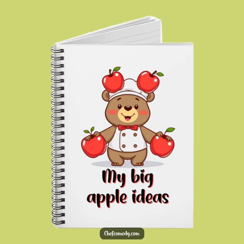 Funny Bear Chef Juggling Apples Notebook - Jot Down Ideas with Humor Gift