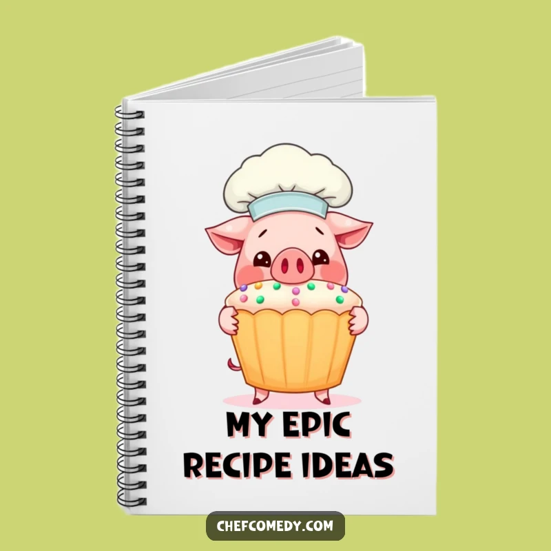 Funny Pig Chef Notebook: Jot Down Ideas with a Pig Chef & Giant Cupcake