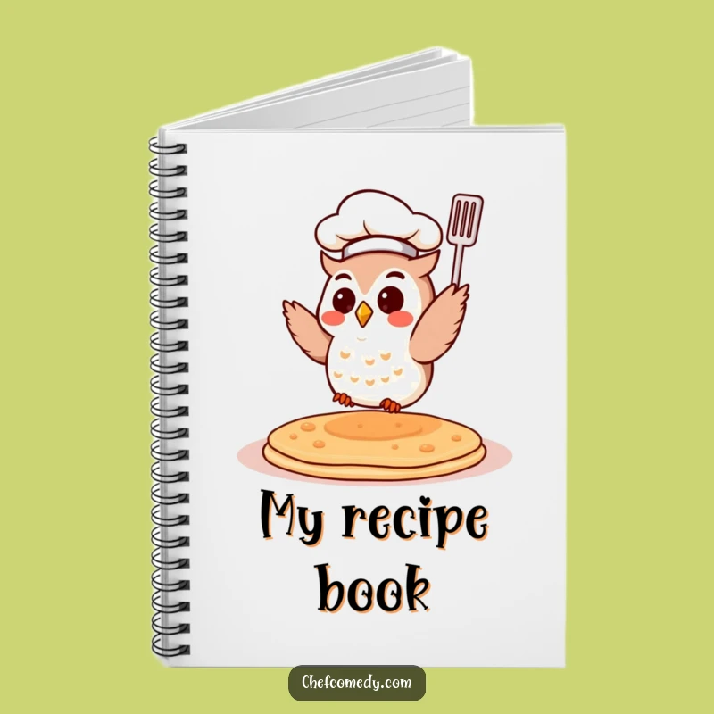 Funny Chef Owl Notebook - Pancake Flipping - Whimsical Journal for Recipes
