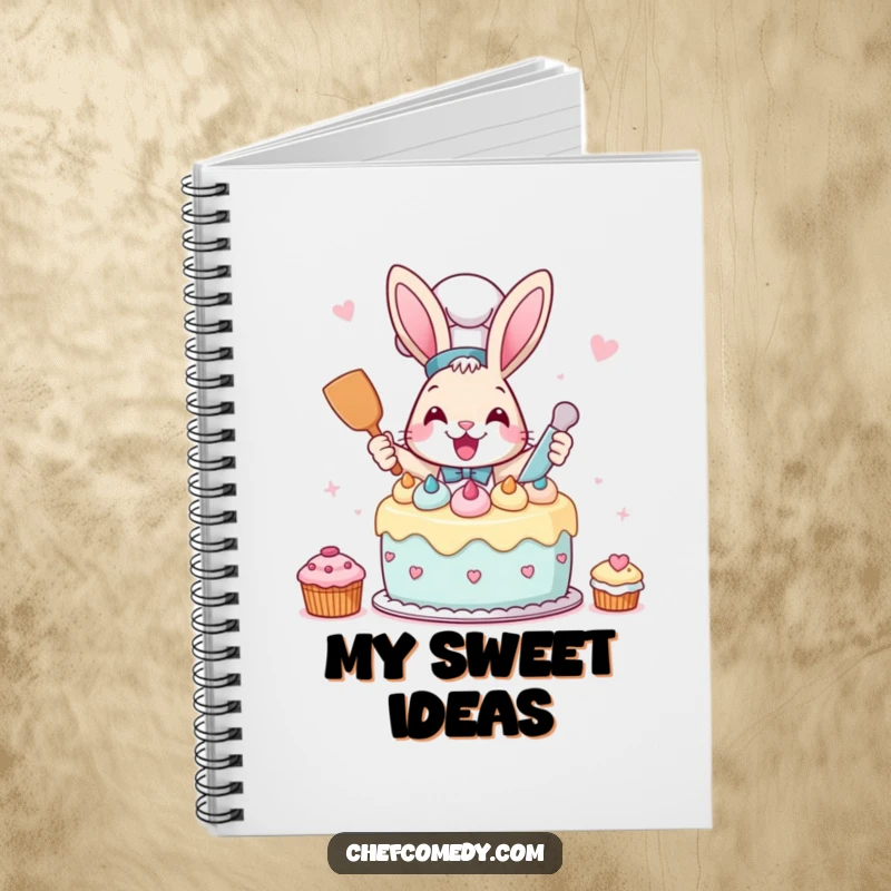 Funny Rabbit Chef Notebook with a rabbit chef theme, ideal for jotting down sweet recipes and thoughts.