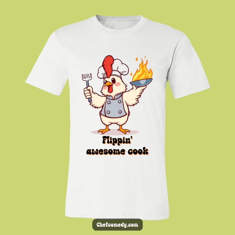 Funny Flaming Chicken Chef T-Shirt - Hilarious Gift for Grill Masters