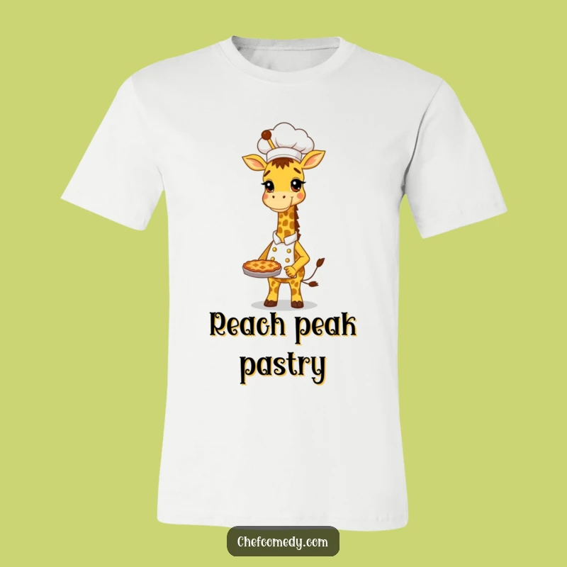 Funny Giraffe Chef T-Shirt: Tall Baker Proudly Holding Pie, Hilarious Animal Gift