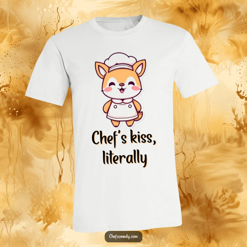 Funny Kawaii Animal Chef T-Shirt, proudly dressed in a chef hat and apron, celebrating culinary skills with humor.