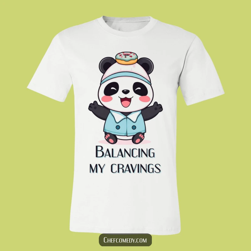 Funny Panda Chef T-Shirt - Donut Balancing Delight, Hilarious Tee