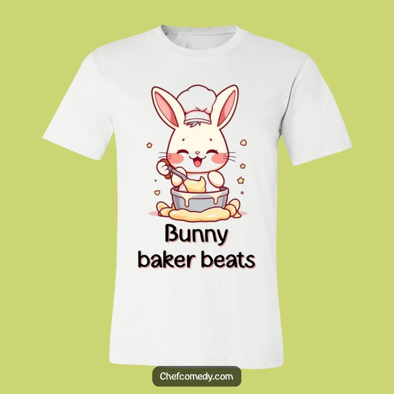 Funny Rabbit Chef T-Shirt: Enthusiastic Batter Mixing Tee, Adorable Funny Gift for Home Bakers