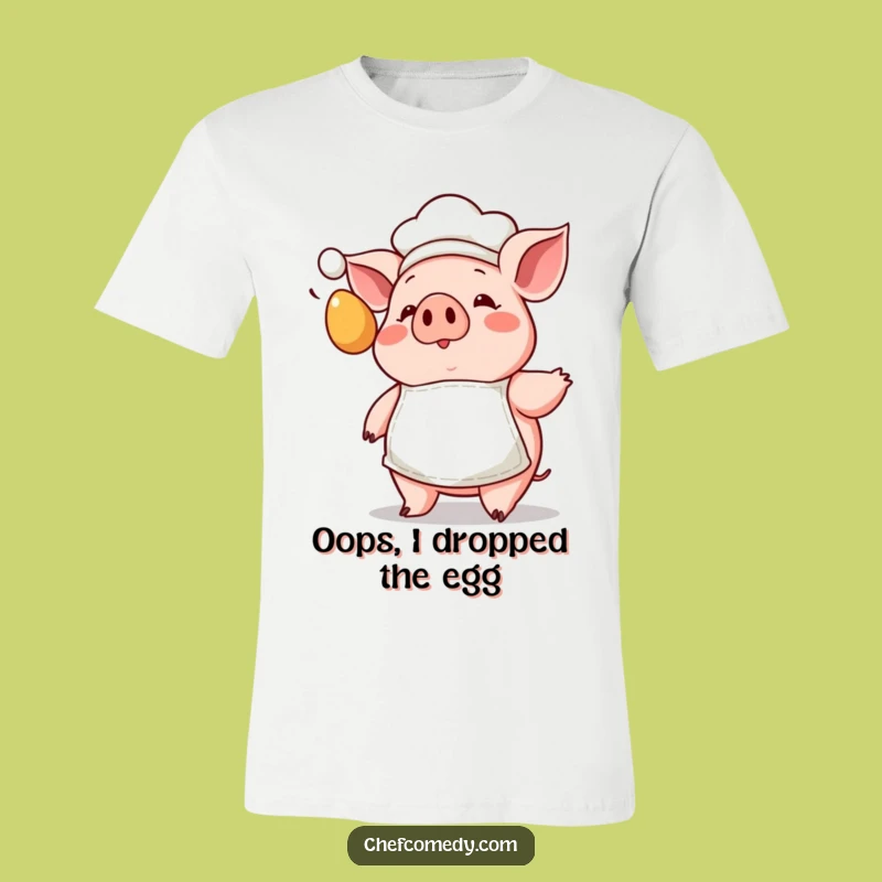 Funny Kawaii Pig Chef T-Shirt: Wearable Humor with a Surprise Flying Egg