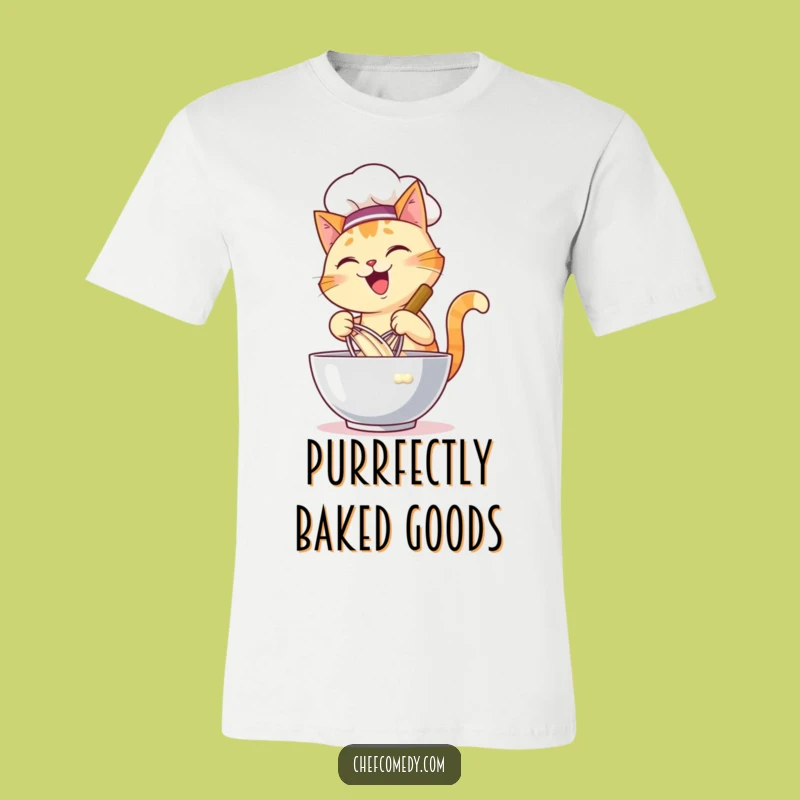 Funny Cat Chef T-Shirt - Energetic Baker Kitty Apparel