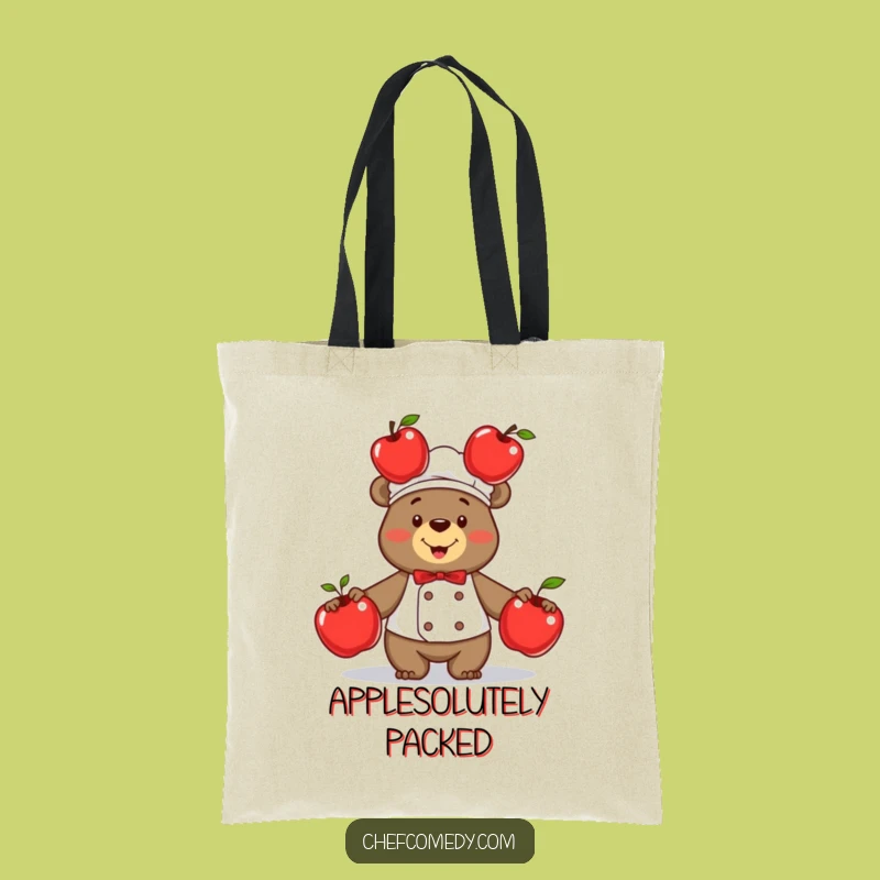 Funny Bear Chef Juggling Apples Tote Bag - Stylish & Humorous Gift