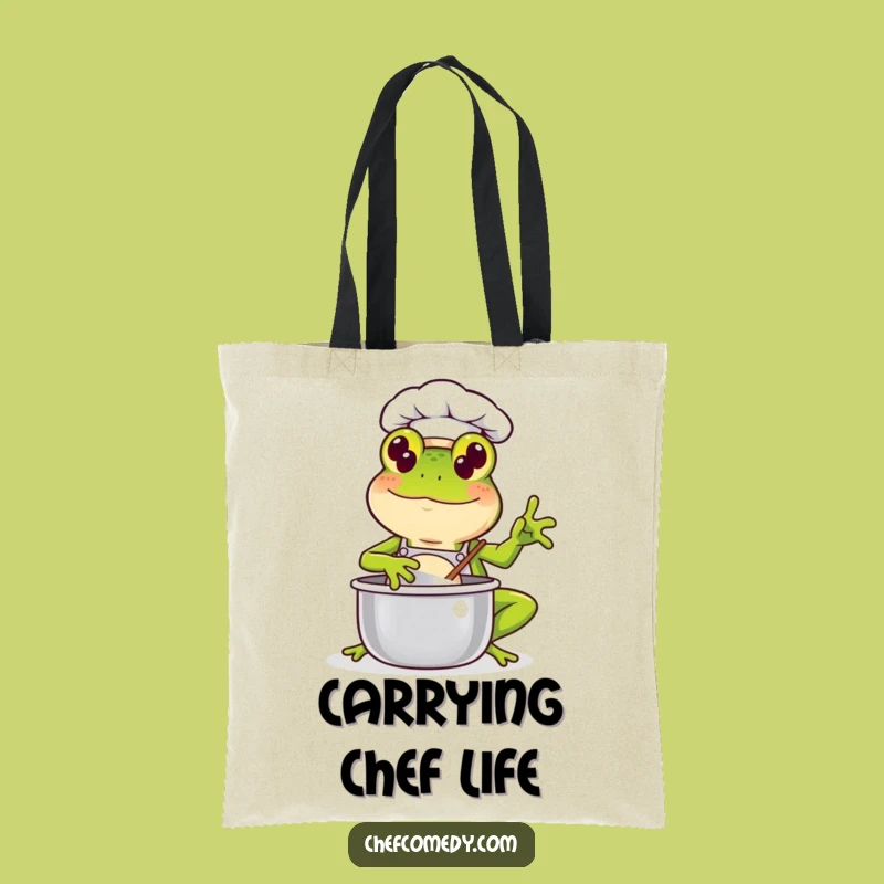 Funny Kawaii Frog Chef Tote Bag: Carry Your Essentials with Culinary Charm, Great Gift!