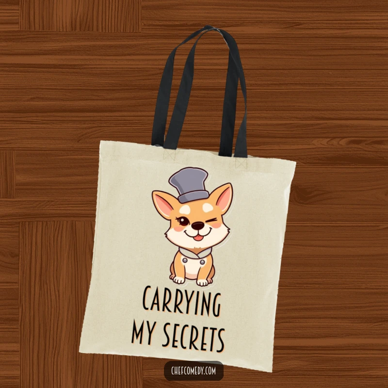Funny Dog Chef Tote Bag: A dog wearing a tall chef hat winks slyly, perfect for stylish errands.
