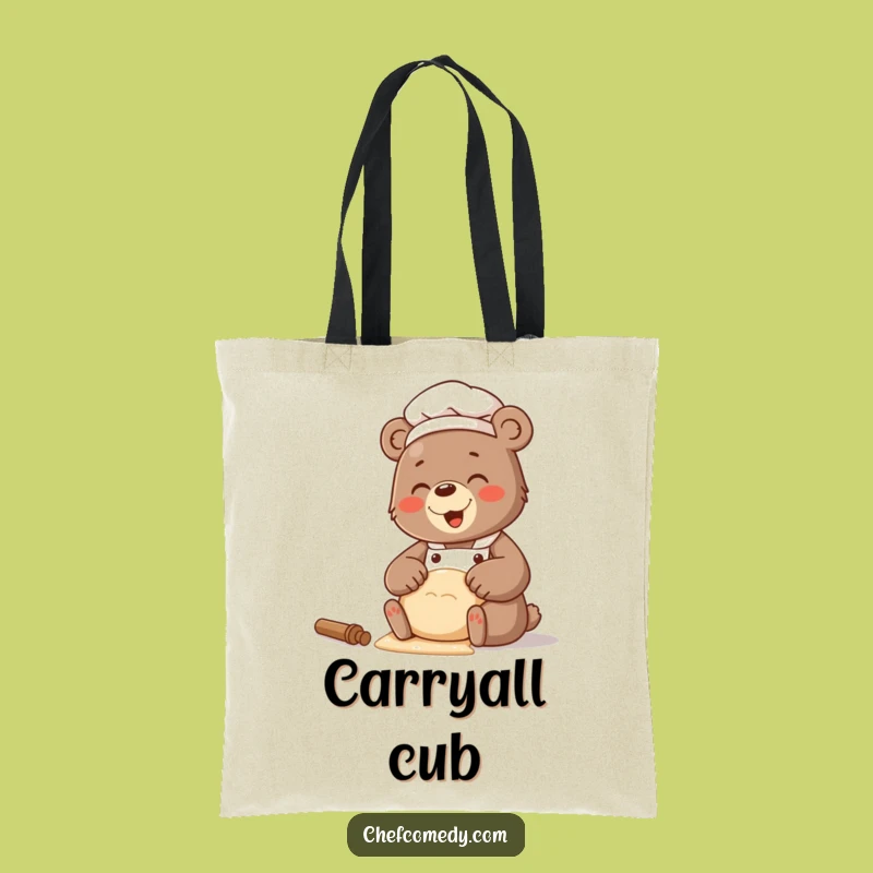 Funny Bear Chef Dough Tote Bag: Carry Baking Joy, Cozy Kitchen, Perfect Funny Gift