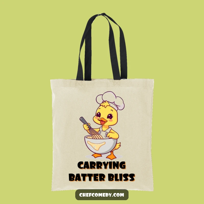 Funny Kawaii Duck Chef Tote Bag: Carry Your Baking Supplies with Quacking Flair