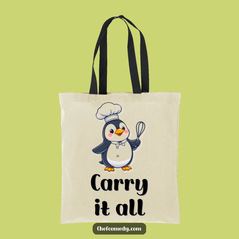 Funny Penguin Chef Tote Bag - Carry Your Kitchen Essentials with Humor!
