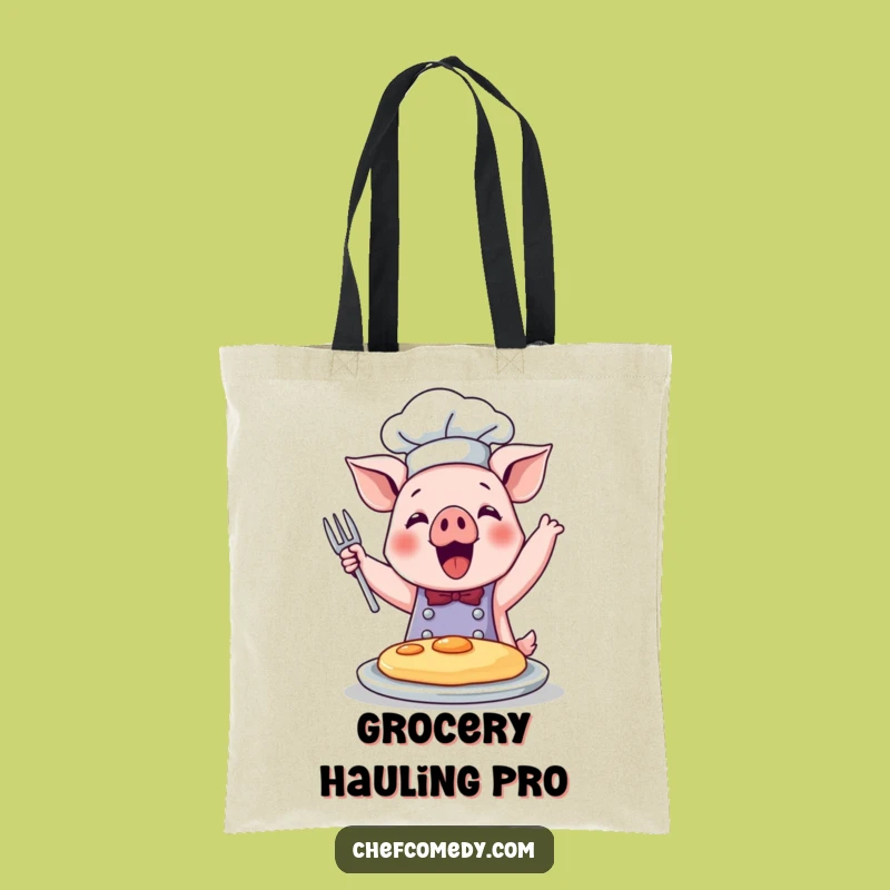 Funny Pig Chef Pancake Tote Bag: Carry Breakfast Joy, Culinary Fun, Perfect Funny Gift