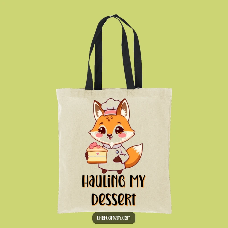 Funny Fox Chef Tote Bag: Proud Cake Presenting, Chic Funny Gift for Bakers and Foodies